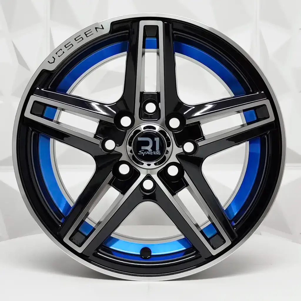 RIN 13X6 4-100/114.3 R1 SPORT 353C BLACK MACHINE AND BLUE UNDERCUT ET30 CB73.1