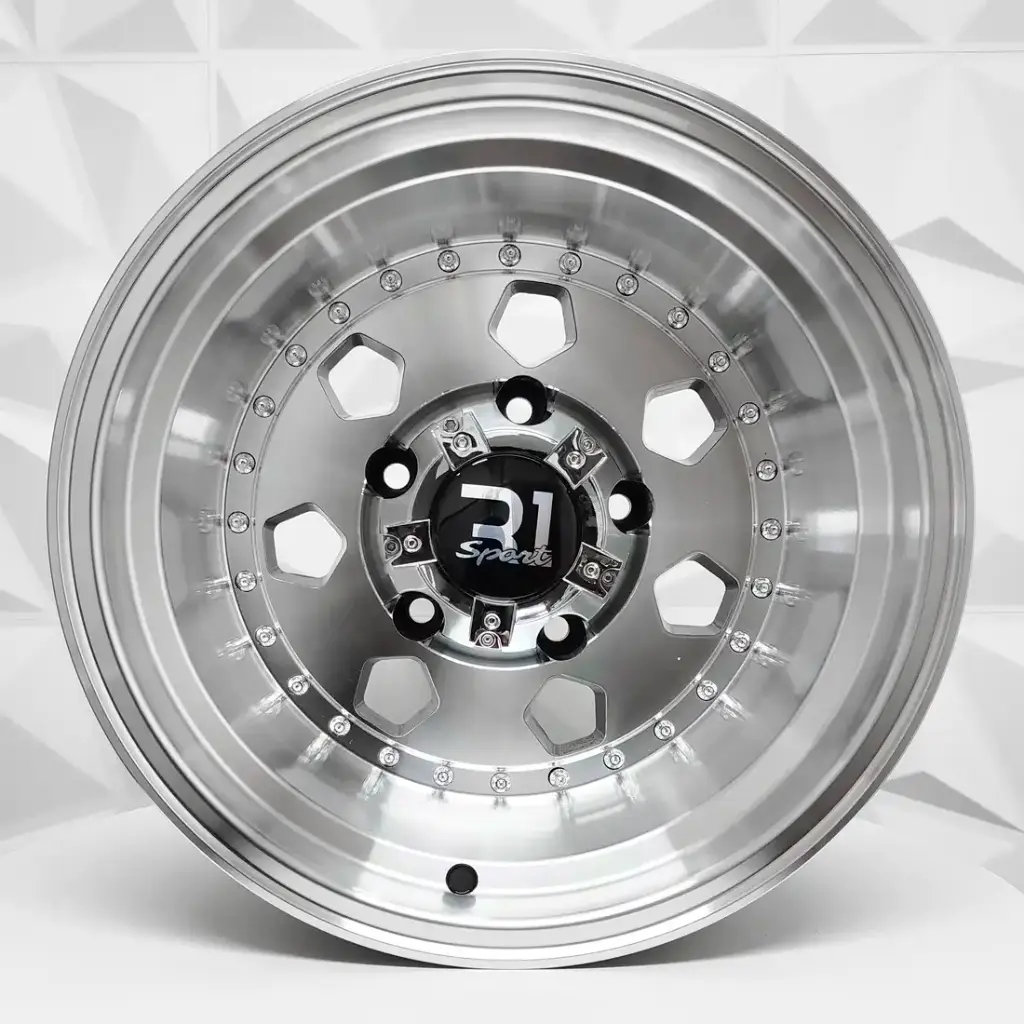 RIN 15X10 5-139.7 R1 SPORT X079 BLACK MACHINE FACE CHROME RIVETS ET-44 CB110.1