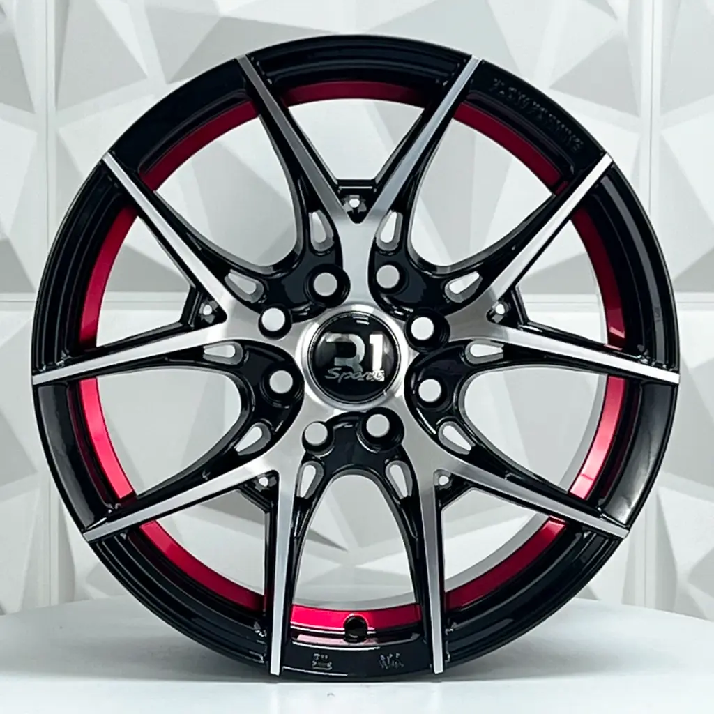 RIN 17X7.5 4-100 R1 SPORT 1022 BLACK MACHINE+RED UNDERCUT ET40 CB67.1