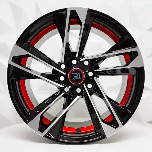 [157602F] RIN 15X7.5 4-100/114.3 R1 SPORT JCW39 BLACK MACHINE FACE RED UNDERCUT ET10 CB73.1
